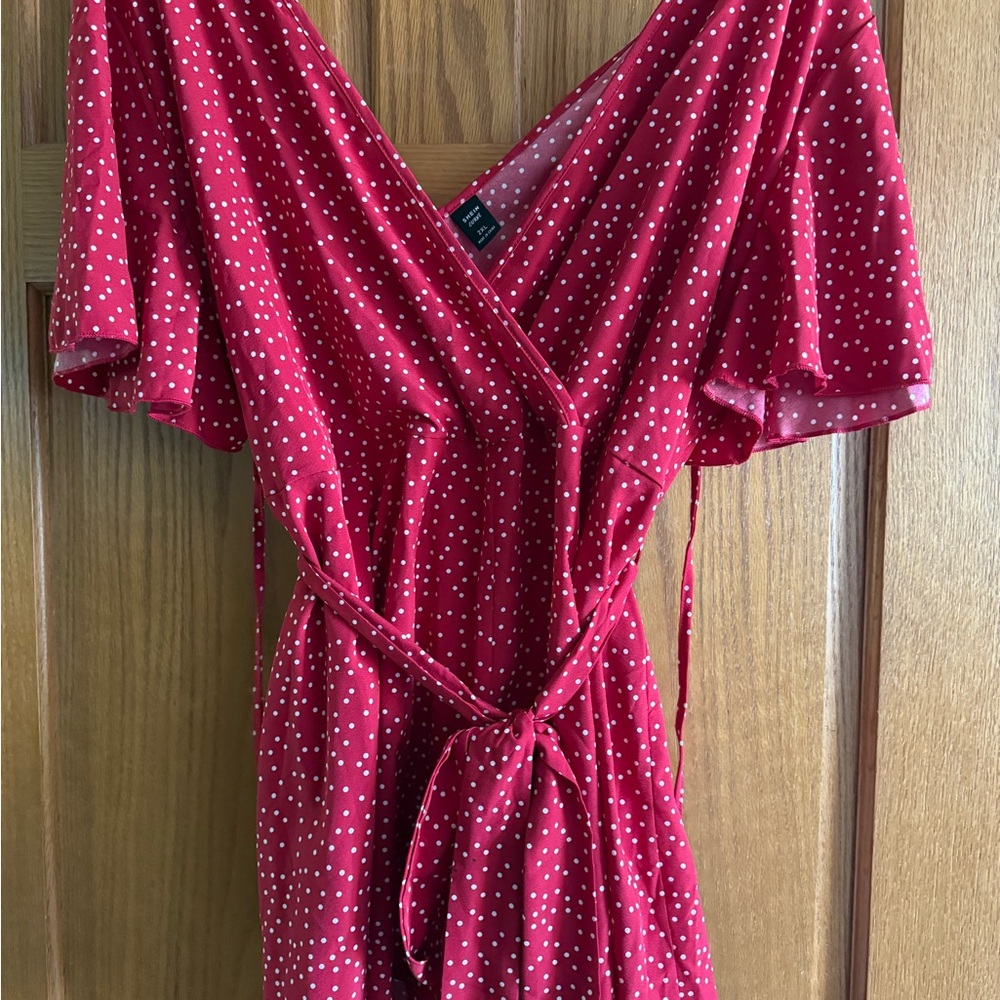 Red Polka Dot Wrap Dress
